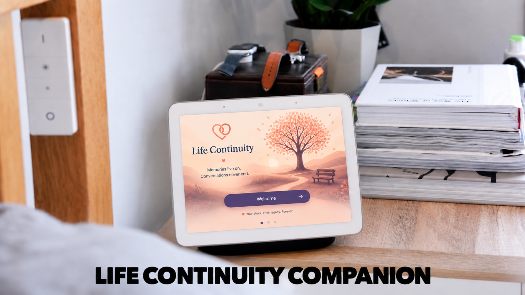 Life Continuity Companion welcome screen on a home tablet